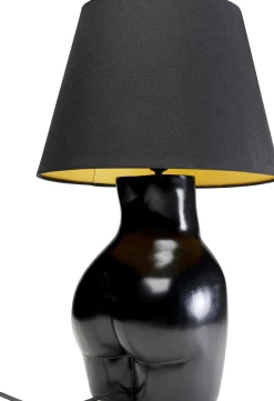 Lampa Stołowa Czarna Z Abażurem Motyw Ludzkiego Ciała Ø30x48 Cm