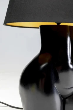 Lampa Stołowa Czarna Z Abażurem Motyw Ludzkiego Ciała Ø30x48 Cm