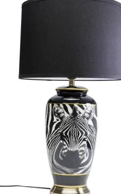 Lampa Stołowa Czarno-biała Motyw Zebry 71 Cm Podstawa Z Porcelany