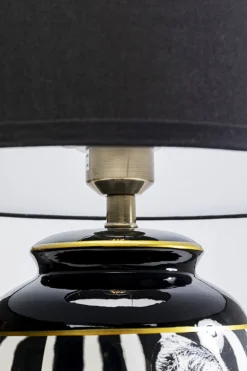 Lampa Stołowa Czarno-biała Motyw Zebry 71 Cm Podstawa Z Porcelany