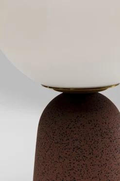 Lampa Stołowa Czerwona Klosz Szklana Kula Ø16x31 Cm