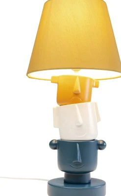 Lampa Stołowa Kolorowa Kamionka I Bawełna Motyw Twarzy Ø25x45 Cm