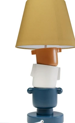 Lampa Stołowa Kolorowa Kamionka I Bawełna Motyw Twarzy Ø25x45 Cm