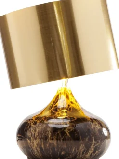 Lampa Stołowa Mamo Deluxe 30x41 Cm Brązowo-czarna - Klosz Złoty