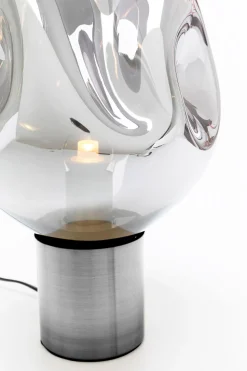 Lampa Stołowa Przydymiona Stal I Szkło 38 Cm