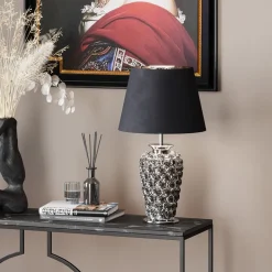 Lampa Stołowa Rose Multi 33x56 Cm Czarno-srebrna