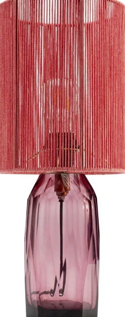 Lampa Stołowa Różowa Szkło I Tkanina 42 Cm