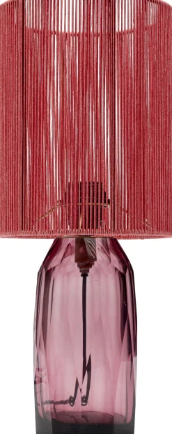 Lampa Stołowa Różowa Szkło I Tkanina 42 Cm