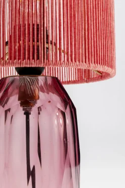 Lampa Stołowa Różowa Szkło I Tkanina 42 Cm