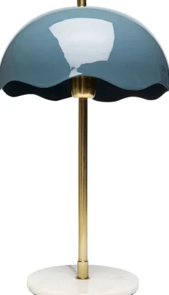Lampa Stołowa Stal I Marmur Klosz Niebieski Ø30x50 Cm