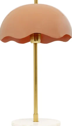 Lampa Stołowa Stal I Marmur Klosz Różowy Ø30x50 Cm