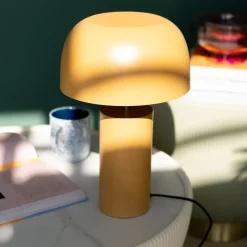 Lampa Stołowa Stalowa W Kolorze Curry Ø25x38 Cm