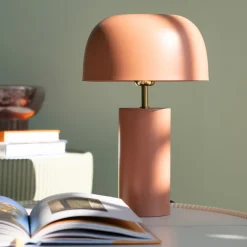 Lampa Stołowa Stalowa W Kolorze Terakota Ø25x38 Cm