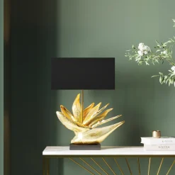 Lampa Stołowa Tropical Flower 51x65 Cm Czarno-złota