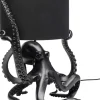 Lampa Stołowa Z Abażurem Czarna Ośmiornica 37x47 Cm