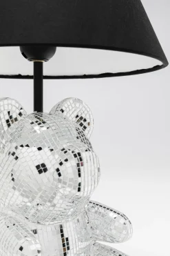 Lampa Stołowa Z Abażurem Miś Szkło Lustrzane Ø26x40 Cm