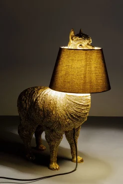 Lampa Stołowa Złota Alpaka Z Czarnym Abażurem 47x59 Cm