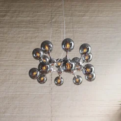 Lampa Wisząca Atomic 74 Cm Srebrna - Klosze Szklane