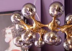 Lampa Wisząca Atomic Balls 74x130 Cm Złota - Klosze Szklane Przydymione