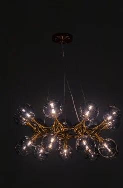 Lampa Wisząca Atomic Balls 74x130 Cm Złota - Klosze Szklane Przydymione