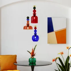 Lampa Wisząca Awangardowa Klosze Szklane Kolorowe Ø48x140 Cm