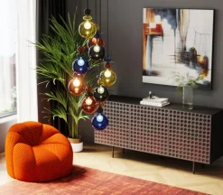 Lampa Wisząca Awangardowa Klosze Szklane Kolorowe Ø44x150 Cm