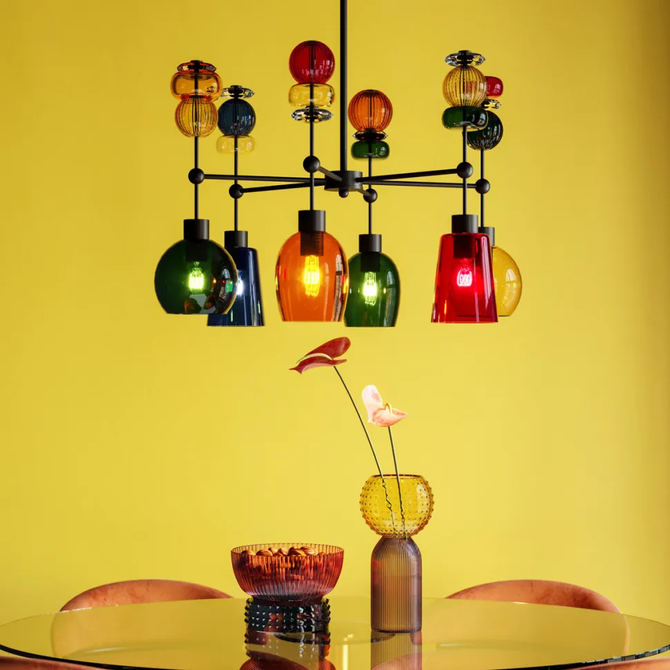 Lampa Wisząca Awangardowa Klosze Szklane Kolorowe 61x88 Cm