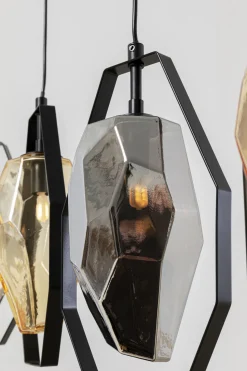 Lampa Wisząca Czarna Klosze Szklane 5xG9 110 Cm
