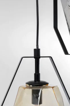 Lampa Wisząca Czarna Klosze Szklane 5xG9 Ø42 Cm