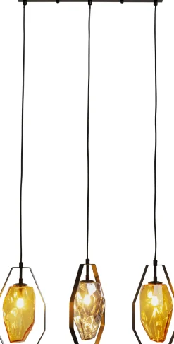 Lampa Wisząca Czarna Klosze Szklane 3xG9 67 Cm