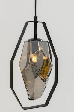 Lampa Wisząca Czarna Klosze Szklane 3xG9 67 Cm