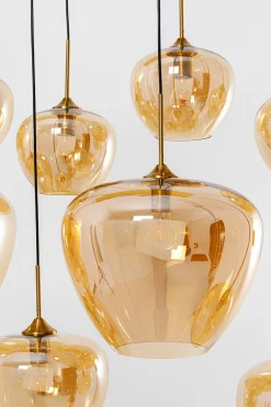 Lampa Wisząca Do Salonu Klosze Bursztynowe Szklane 110x160 Cm