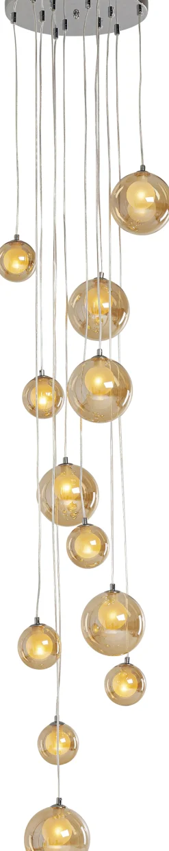 Lampa Wisząca Klosze Szklane Bursztynowe 12xG9 200 Cm