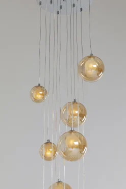 Lampa Wisząca Klosze Szklane Bursztynowe 12xG9 200 Cm