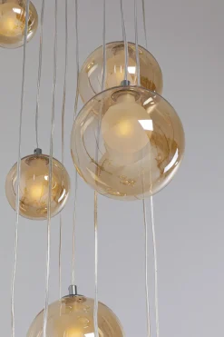 Lampa Wisząca Klosze Szklane Bursztynowe 12xG9 200 Cm