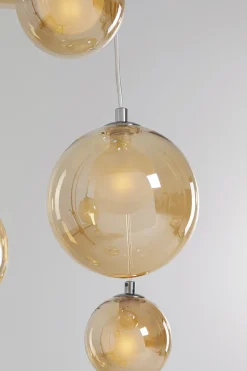 Lampa Wisząca Klosze Szklane Bursztynowe 12xG9 200 Cm