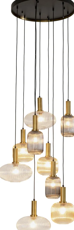 Lampa Wisząca Klosze Szklane Oprawki Złote Ø80 Cm