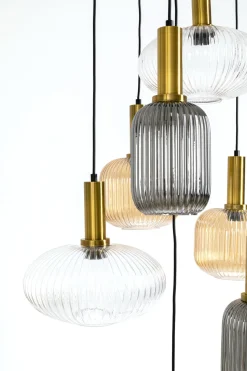 Lampa Wisząca Klosze Szklane Oprawki Złote Ø80 Cm