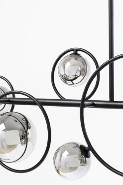 Lampa Wisząca Nad Stół Czarna Klosze Szklane G9 110 Cm