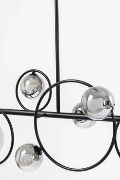 Lampa Wisząca Nad Stół Czarna Klosze Szklane G9 110 Cm