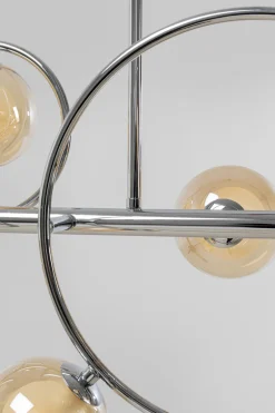 Lampa Wisząca Nad Stół Srebrna Klosze Szklane G9 110 Cm