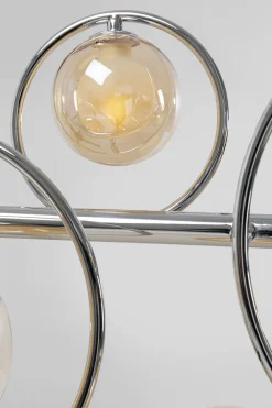 Lampa Wisząca Nad Stół Srebrna Klosze Szklane G9 110 Cm