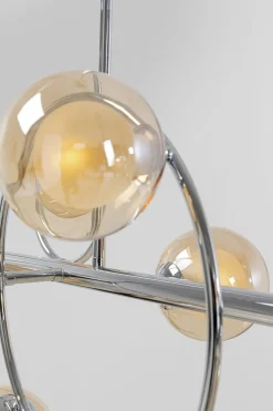 Lampa Wisząca Nad Stół Srebrna Klosze Szklane G9 110 Cm