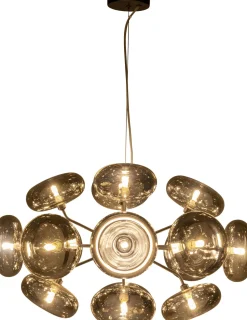 Lampa Wisząca Nowoczesna Klosze Szklane Przydymione Lustrzane 70x44 Cm
