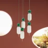 Lampa Wisząca Nowoczesna Złota Klosze Szklane Białe Ø36 Cm
