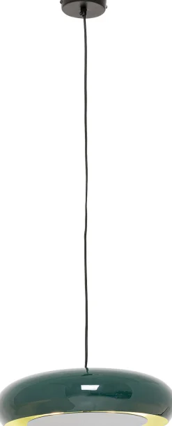 Lampa Wisząca Okrągła Ciemnozielona Stal Emaliowana Ø38 Cm