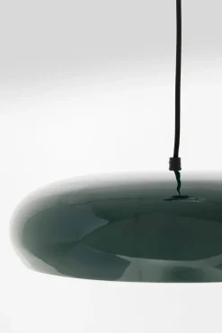 Lampa Wisząca Okrągła Ciemnozielona Stal Emaliowana Ø38 Cm