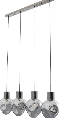 Lampa Wisząca Przydymiona 4L Stal I Szkło 110 Cm