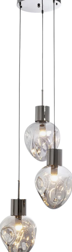 Lampa Wisząca Przydymiona 3L Stal I Szkło Ø45x160 Cm
