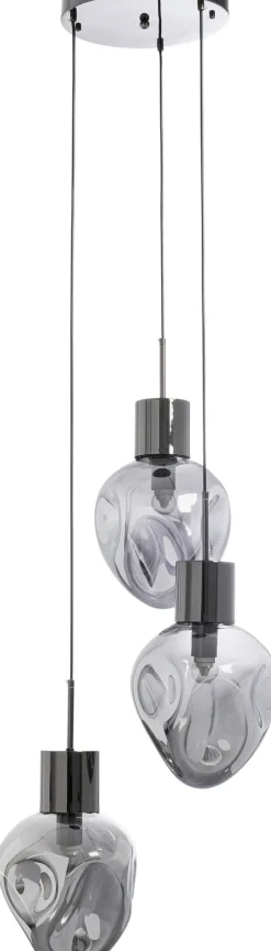 Lampa Wisząca Przydymiona 3L Stal I Szkło Ø45x160 Cm